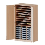 Bastelschrank, 5 OH, 2-türiger Schrank mit 18 flachen Boxen, B/H/T 104,5x190x65cm 